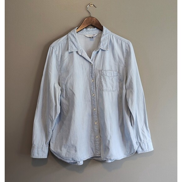 Old Navy Size XL Denim Top Blue Classic Shirt Womens Button Up Extra Large LS - Picture 1 of 5